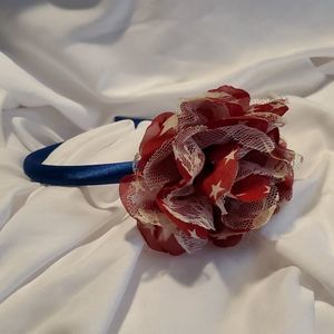 Patriotic Red, White & Blue Flowered Headband